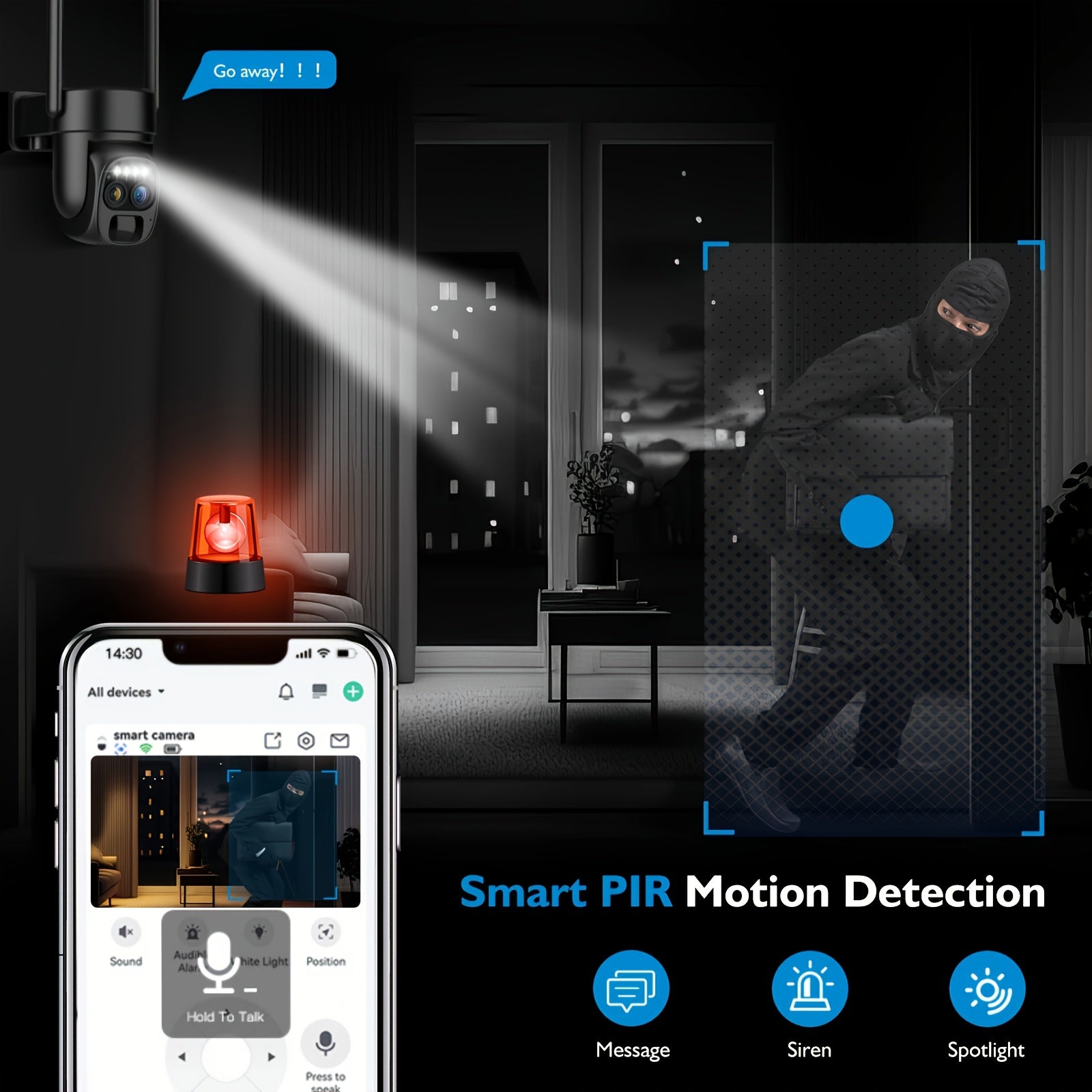 Hawkray [10x Zoom] 360-degree Low-power Cctv Solar Panel Battery 2K FHD WiFi Camrea With Spotlight Alarm, Motion Detection, Color Night Vision, Two-way Audio And