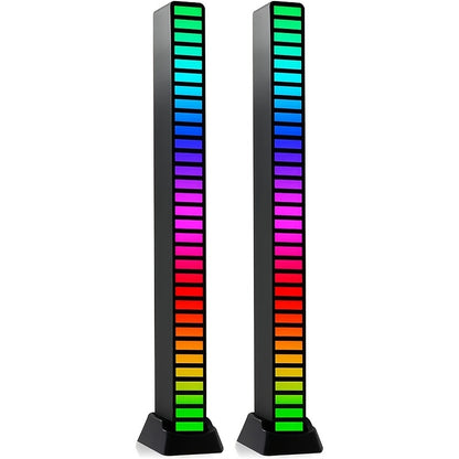 [2-Pack] RGB Music Level Indicator Light Bars - 32 Bit Sound Reactive USB LED for Gaming, Car, TikTok &amp; Streaming - Double The Light, Better Value