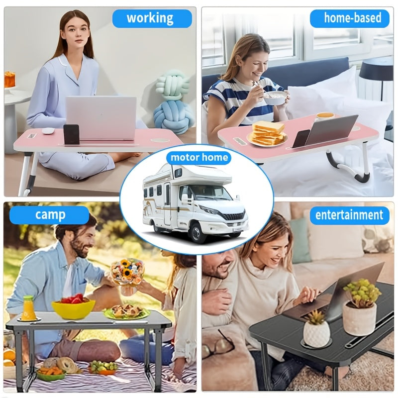 Ultra Large Portable Laptop Desk - Heavy-Duty Foldable computer table with Cup Holder, Built-in Drawer, USB Ports - Space-Saving Bed, Sofa, Floor Desk - Compatible with Laptop, Tablet, Books - Ideal for Home Office, Dorm, RV,