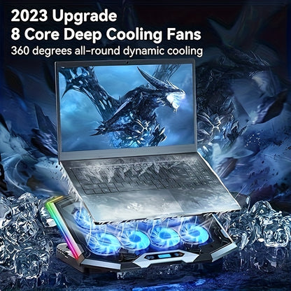 Essential for School Start Season 1pc ICE COOREL Laptop Cooler Gaming 8-core Silent RGB Exhaust Fan Laptop Stand Silent Computer Cooler Can Be Given As A Gift to Gaming Enthusiasts