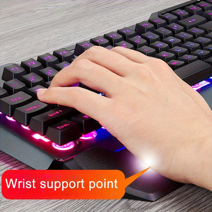 QZUKOY Mechanical Feel Gaming Keyboard, RGB Backlit Modes Wired Gaming Keyboard for PC Desktop for new year gift