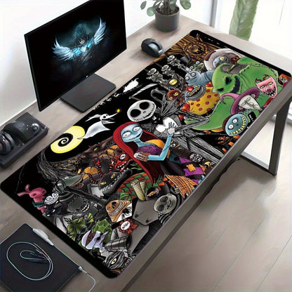Pre-Christmas Nightmare Mouse Pad Set of 1 - Vibrant Jack Skellington And Halloween Themed Design, Non-Slip Rubber Base, Polyester Material, Perfect for Office Decor And Computer Use