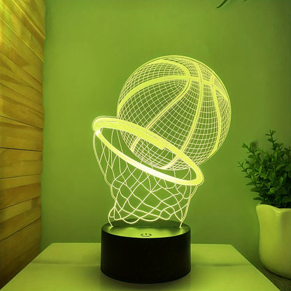 1pc Touch Control LED Basketball Table Lamp - USB-Powered Desk Light with 3D Hoop Effect, Modern Gaming Decor for Bedroom, Office, Sports Fan Gifts - Compatible with Laptop, PC, USB Ports (No Batteries Needed), Basketball Des