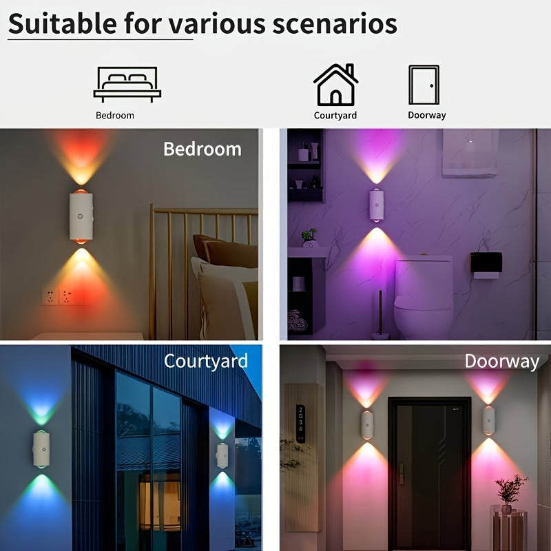 Intelligent Induction Dual Head Multi-color LED Sunset Light, Warm Light Night Light, Multiple Colors to Create Atmosphere, Rechargeable Battery, USB Interface, Suitable for Bedrooms, Corridors, Offices, Parties, Live Streami