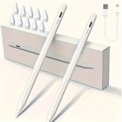 Stylus Pen for iPad with Palm Rejection & Tilt Sensing, Fast Charging, Compatible with iPad 6-10, Pro 12.9/11", Air 3/4/5, Mini 5/6 - White, Tool, Streamlined Accessory, Sleek Design, Modern Material, Functional Design